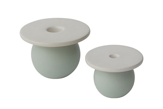 White and Green Candle Holder Set